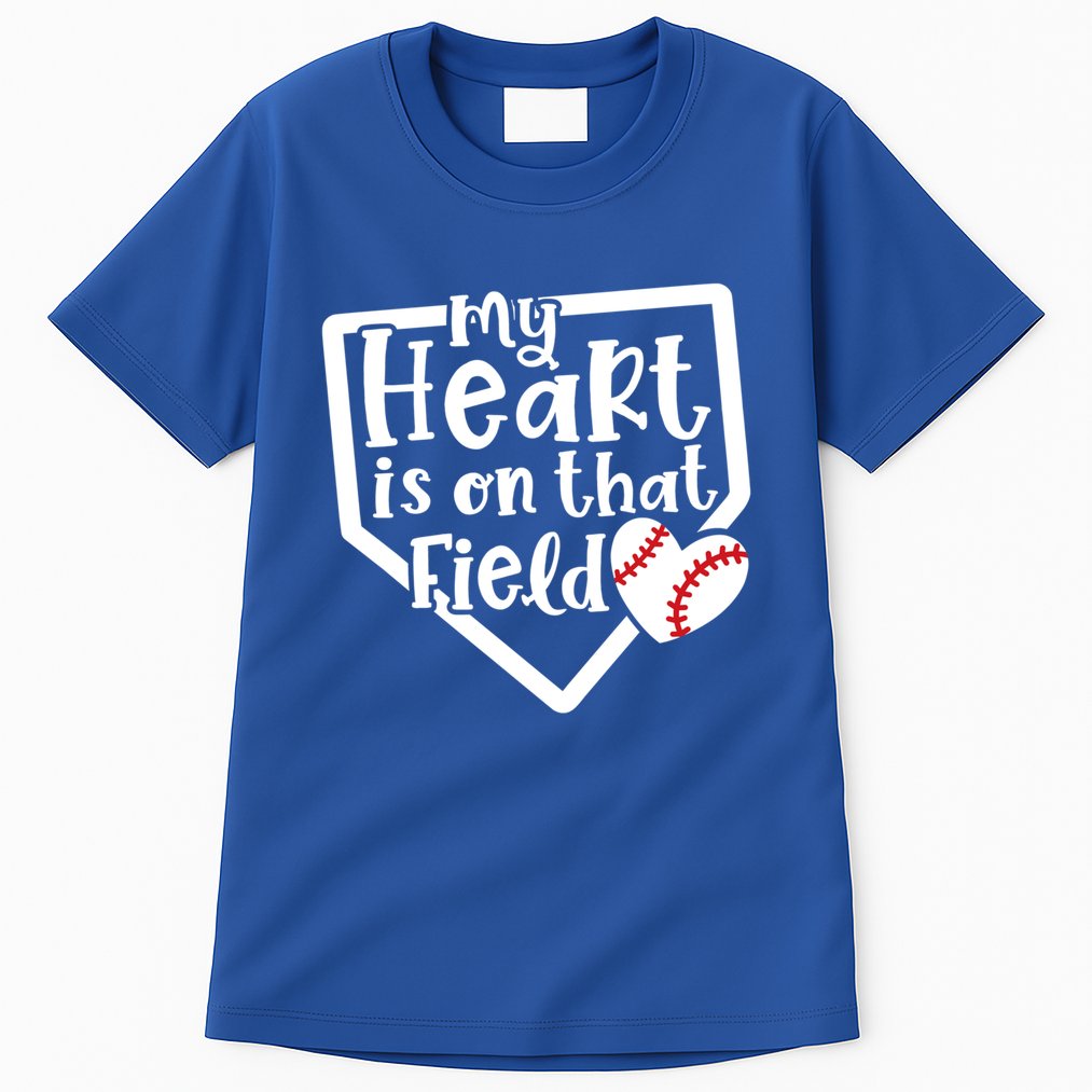 My Heart Is On That Field Baseball Mom Cute Funny Gift Tall T-Shirt