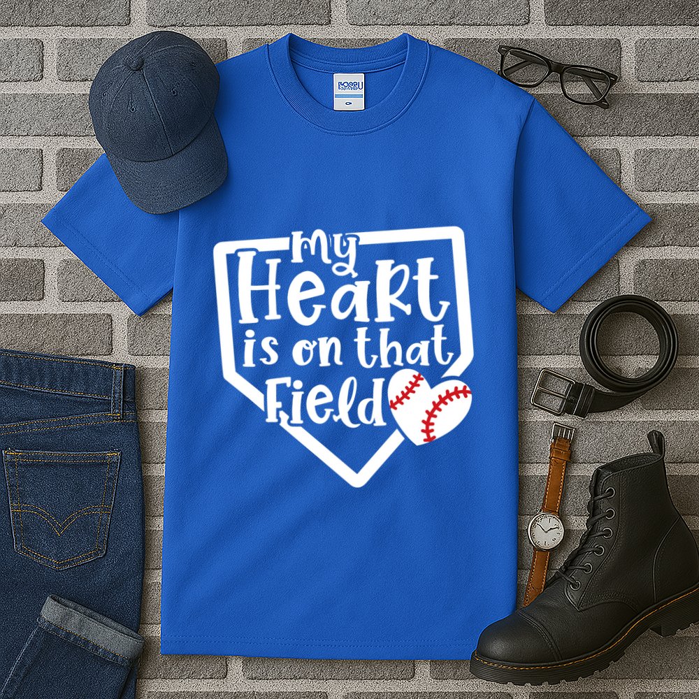 My Heart Is On That Field Baseball Mom Cute Funny Gift Tall T-Shirt