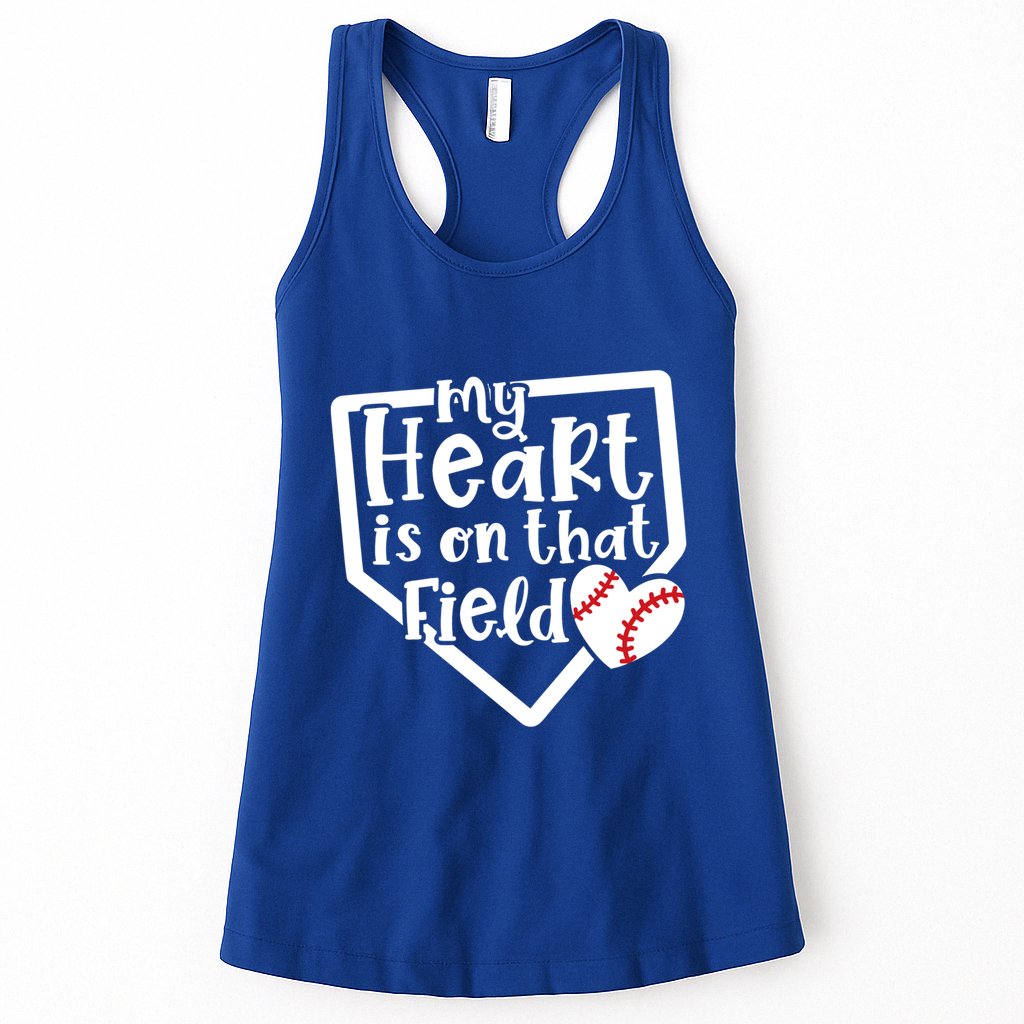 My Heart Is On That Field Baseball Mom Cute Funny Gift Womens Tank Top
