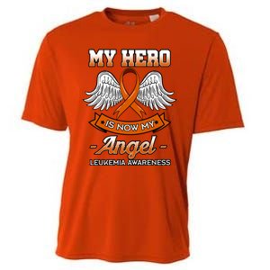 My Hero Is Now My Angel Leukemia Orange Ribbon Bone Marrow Gift Cooling Performance Crew T-Shirt