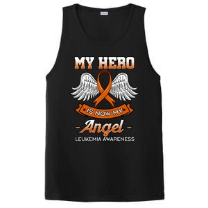 My Hero Is Now My Angel Leukemia Orange Ribbon Bone Marrow Gift PosiCharge Competitor Tank