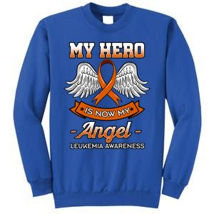 My Hero Is Now My Angel Leukemia Orange Ribbon Bone Marrow Gift Sweatshirt