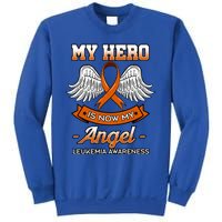 My Hero Is Now My Angel Leukemia Orange Ribbon Bone Marrow Gift Sweatshirt