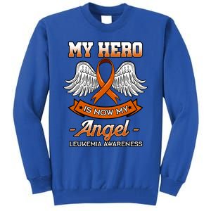 My Hero Is Now My Angel Leukemia Orange Ribbon Bone Marrow Gift Tall Sweatshirt