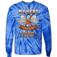 My Hero Is Now My Angel Leukemia Orange Ribbon Bone Marrow Gift Tie-Dye Long Sleeve Shirt