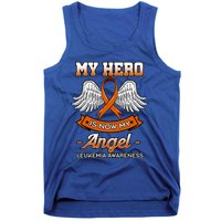 My Hero Is Now My Angel Leukemia Orange Ribbon Bone Marrow Gift Tank Top