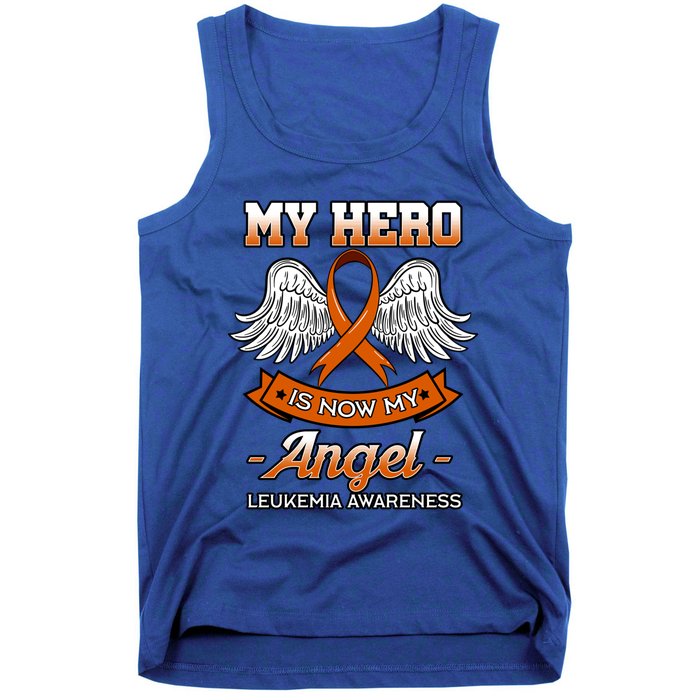 My Hero Is Now My Angel Leukemia Orange Ribbon Bone Marrow Gift Tank Top