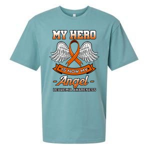 My Hero Is Now My Angel Leukemia Orange Ribbon Bone Marrow Gift Sueded Cloud Jersey T-Shirt