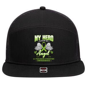 My Hero Is Now My Angel Li–fraui Syndrome Awareness Sbla Gift 7 Panel Mesh Trucker Snapback Hat