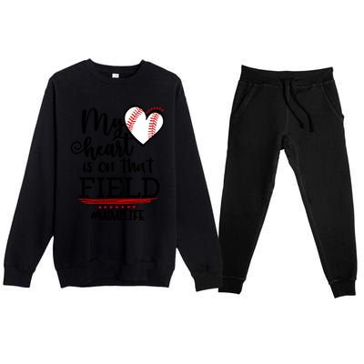 My Heart Is On That Field Ballpark Mama Baseball Mimi Gift Premium Crewneck Sweatsuit Set