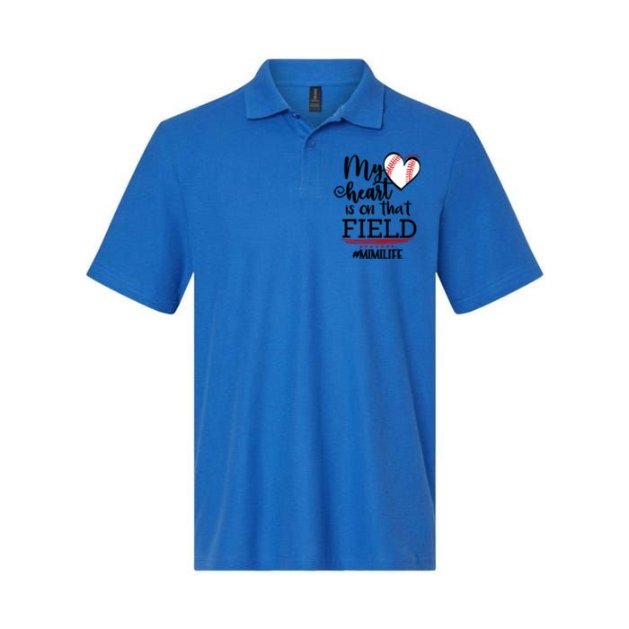 My Heart Is On That Field Ballpark Mama Baseball Mimi Gift Softstyle Adult Sport Polo