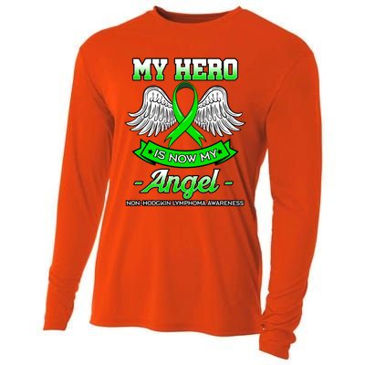 My Hero Is Now My Angel Ribbon Nonfunny Gifthodgkin Lymphoma Gift Cooling Performance Long Sleeve Crew