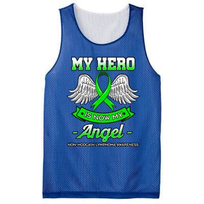 My Hero Is Now My Angel Ribbon Nonfunny Gifthodgkin Lymphoma Gift Mesh Reversible Basketball Jersey Tank