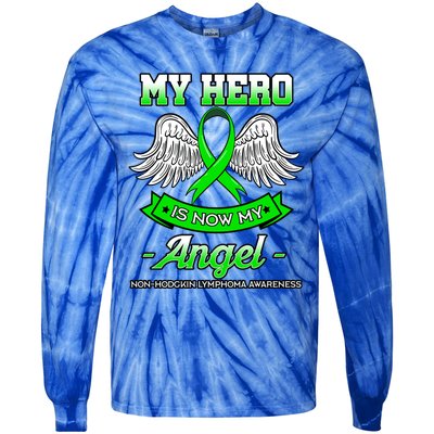 My Hero Is Now My Angel Ribbon Nonfunny Gifthodgkin Lymphoma Gift Tie-Dye Long Sleeve Shirt