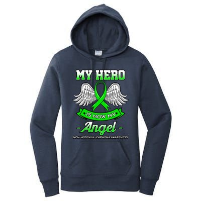 My Hero Is Now My Angel Ribbon Nonfunny Gifthodgkin Lymphoma Gift Women's Pullover Hoodie