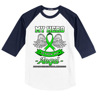 My Hero Is Now My Angel Ribbon Nonfunny Gifthodgkin Lymphoma Gift Baseball Sleeve Shirt