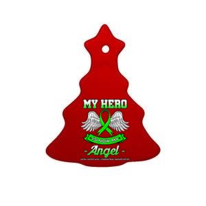 My Hero Is Now My Angel Ribbon Nonfunny Gifthodgkin Lymphoma Gift Ceramic Tree Ornament