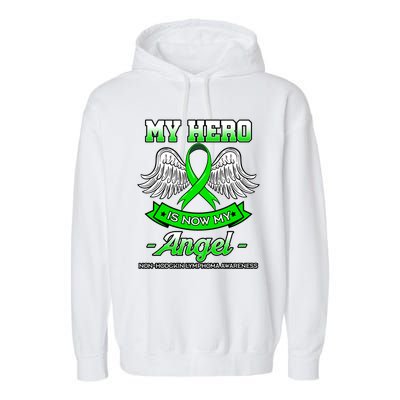 My Hero Is Now My Angel Ribbon Nonfunny Gifthodgkin Lymphoma Gift Garment-Dyed Fleece Hoodie