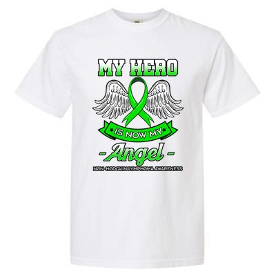 My Hero Is Now My Angel Ribbon Nonfunny Gifthodgkin Lymphoma Gift Garment-Dyed Heavyweight T-Shirt