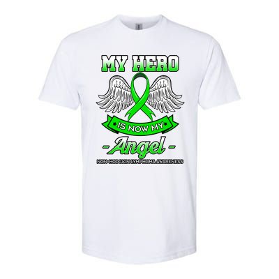 My Hero Is Now My Angel Ribbon Nonfunny Gifthodgkin Lymphoma Gift Softstyle CVC T-Shirt