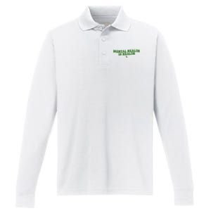 Mental Health Is Health Awareness Ribbon Performance Long Sleeve Polo