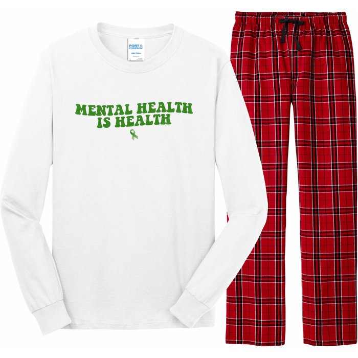 Mental Health Is Health Awareness Ribbon Long Sleeve Pajama Set