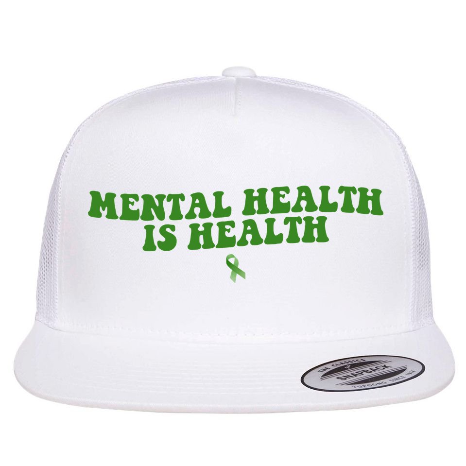 Mental Health Is Health Awareness Ribbon Flat Bill Trucker Hat