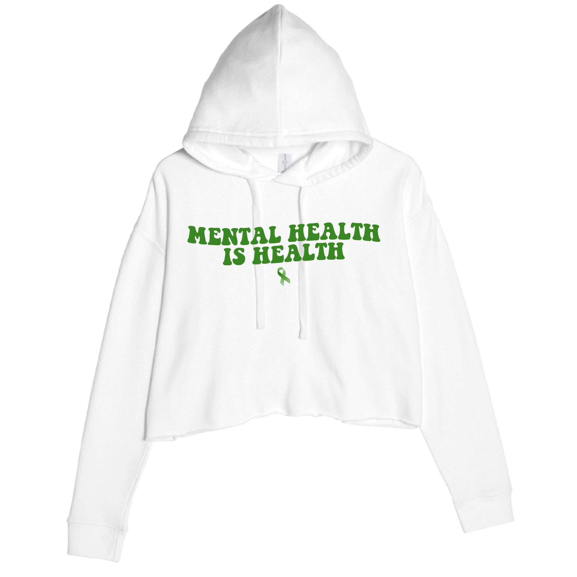 Mental Health Is Health Awareness Ribbon Crop Fleece Hoodie