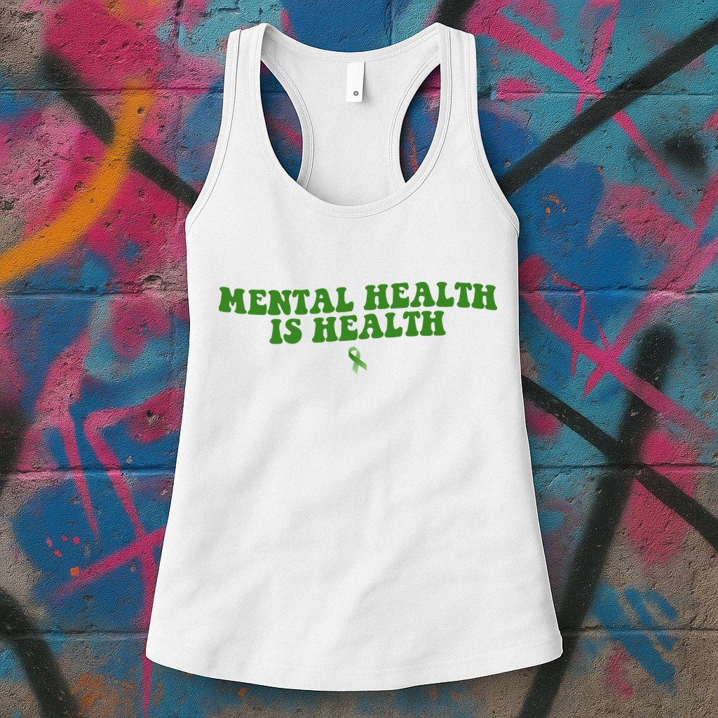 Mental Health Is Health Awareness Ribbon Womens Tank Top