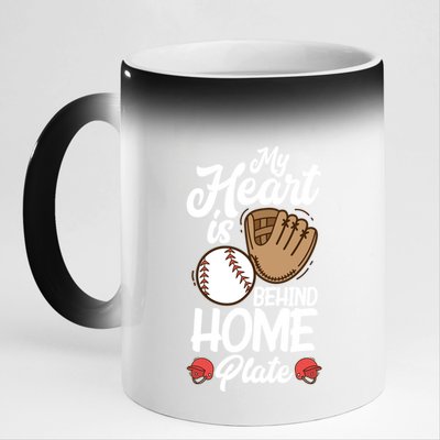 My Heart Is Behind Home Proud Baseball Mom Funny Gift 11oz Black Color Changing Mug