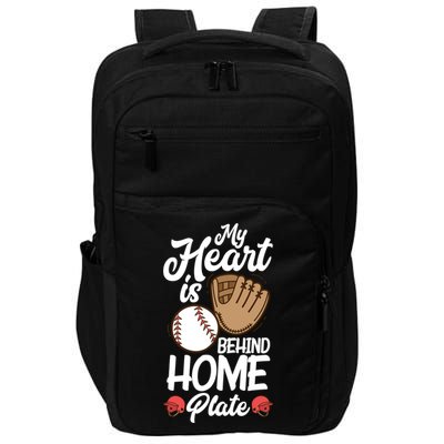 My Heart Is Behind Home Proud Baseball Mom Funny Gift Impact Tech Backpack