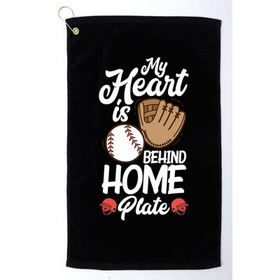My Heart Is Behind Home Proud Baseball Mom Funny Gift Golf Towel