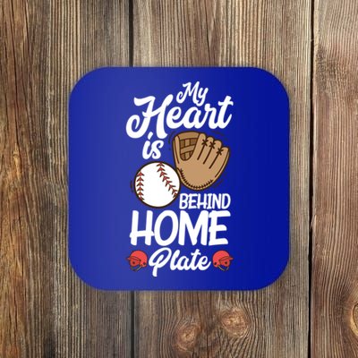 My Heart Is Behind Home Proud Baseball Mom Funny Gift Coaster