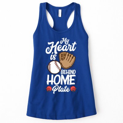 My Heart Is Behind Home Proud Baseball Mom Funny Gift Womens Tank Top