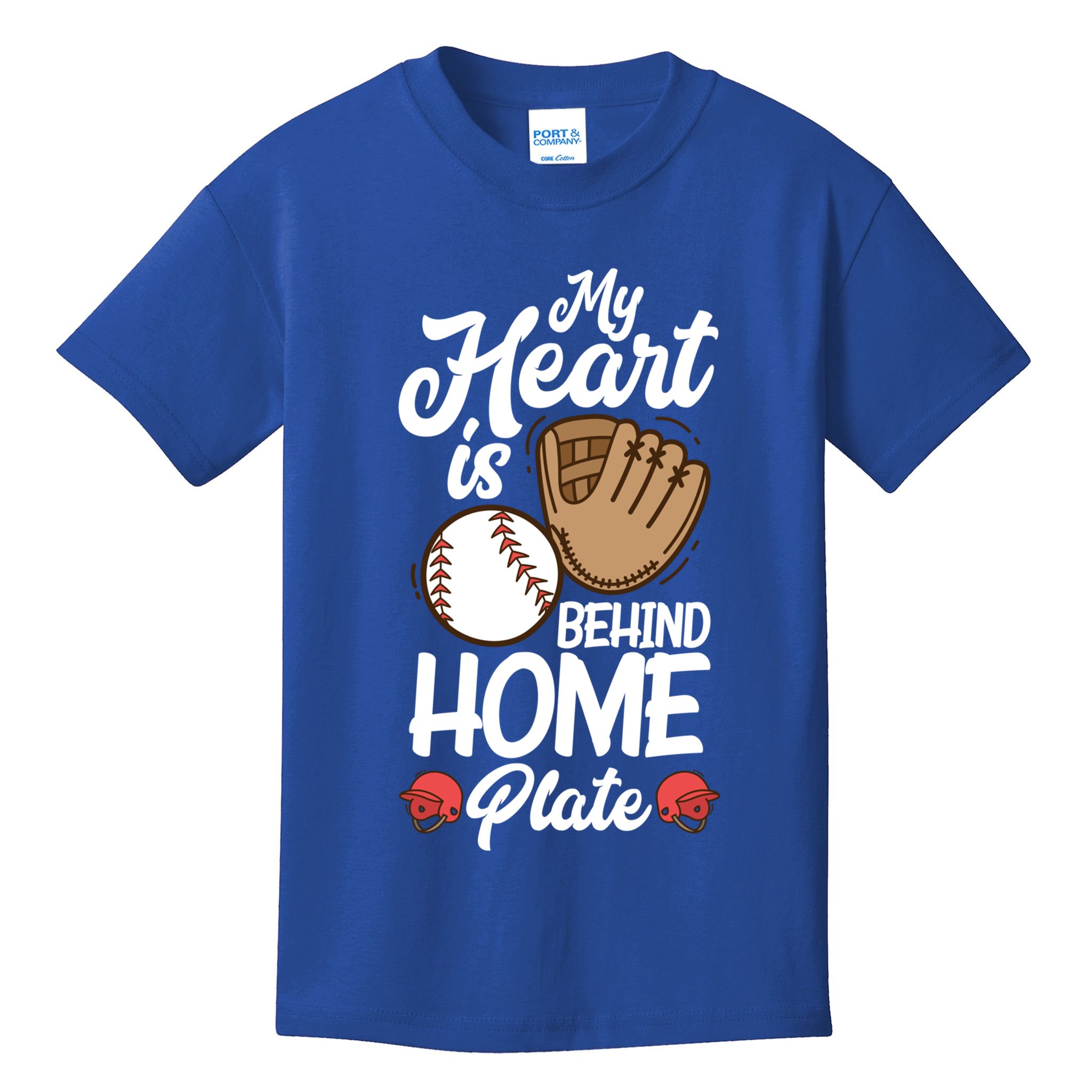 My Heart Is Behind Home Proud Baseball Mom Funny Gift Kids T-Shirt