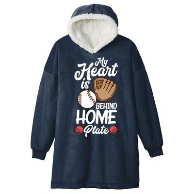 My Heart Is Behind Home Proud Baseball Mom Funny Gift Hooded Wearable Blanket