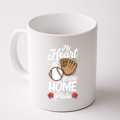 My Heart Is Behind Home Proud Baseball Mom Funny Gift Coffee Mug