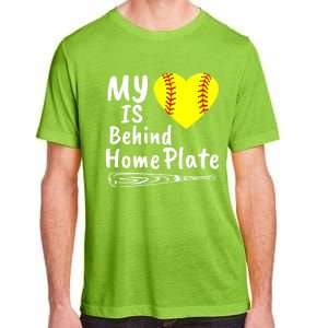 My Heart Is Behind Home Plate Softball Proud Mom Dad Gift Adult ChromaSoft Performance T-Shirt