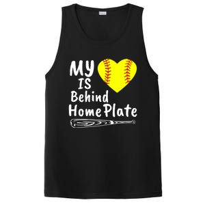 My Heart Is Behind Home Plate Softball Proud Mom Dad Gift PosiCharge Competitor Tank