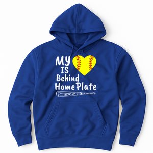 My Heart Is Behind Home Plate Softball Proud Mom Dad Gift Hoodie