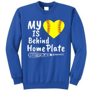 My Heart Is Behind Home Plate Softball Proud Mom Dad Gift Sweatshirt