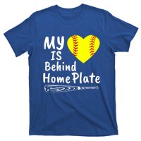 My Heart Is Behind Home Plate Softball Proud Mom Dad Gift T-Shirt