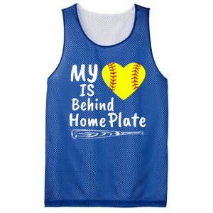 My Heart Is Behind Home Plate Softball Proud Mom Dad Gift Mesh Reversible Basketball Jersey Tank