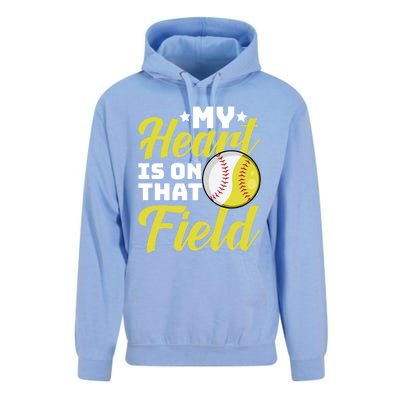 My Heart Is On That Field Baseball Softball Mom Wife Gift Unisex Surf Hoodie