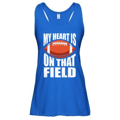 My Heart Is On That Field American Football Mom Dad Meaningful Gift Ladies Essential Flowy Tank