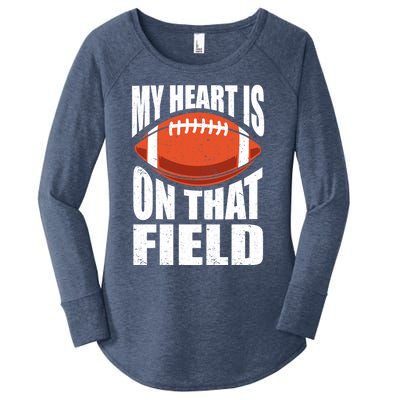 My Heart Is On That Field American Football Mom Dad Meaningful Gift Women's Perfect Tri Tunic Long Sleeve Shirt