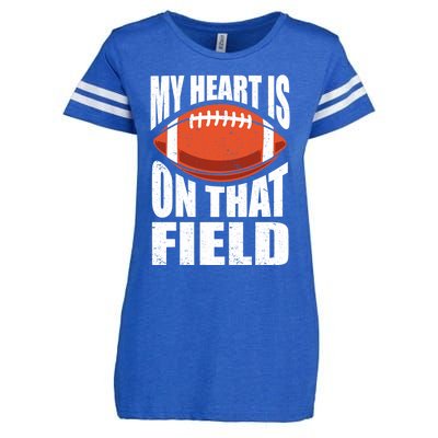 My Heart Is On That Field American Football Mom Dad Meaningful Gift Enza Ladies Jersey Football T-Shirt