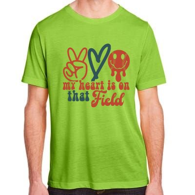 My Heart Is On That Field Retro Gift Peace Love Baseball Gift Adult ChromaSoft Performance T-Shirt