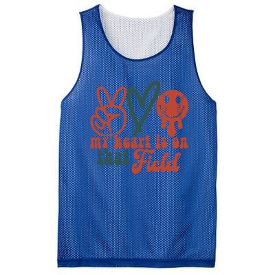 My Heart Is On That Field Retro Gift Peace Love Baseball Gift Mesh Reversible Basketball Jersey Tank