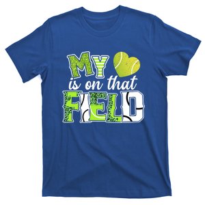 My Heart Is On That Field Tennis Leopard Tennis Mom Gift T-Shirt